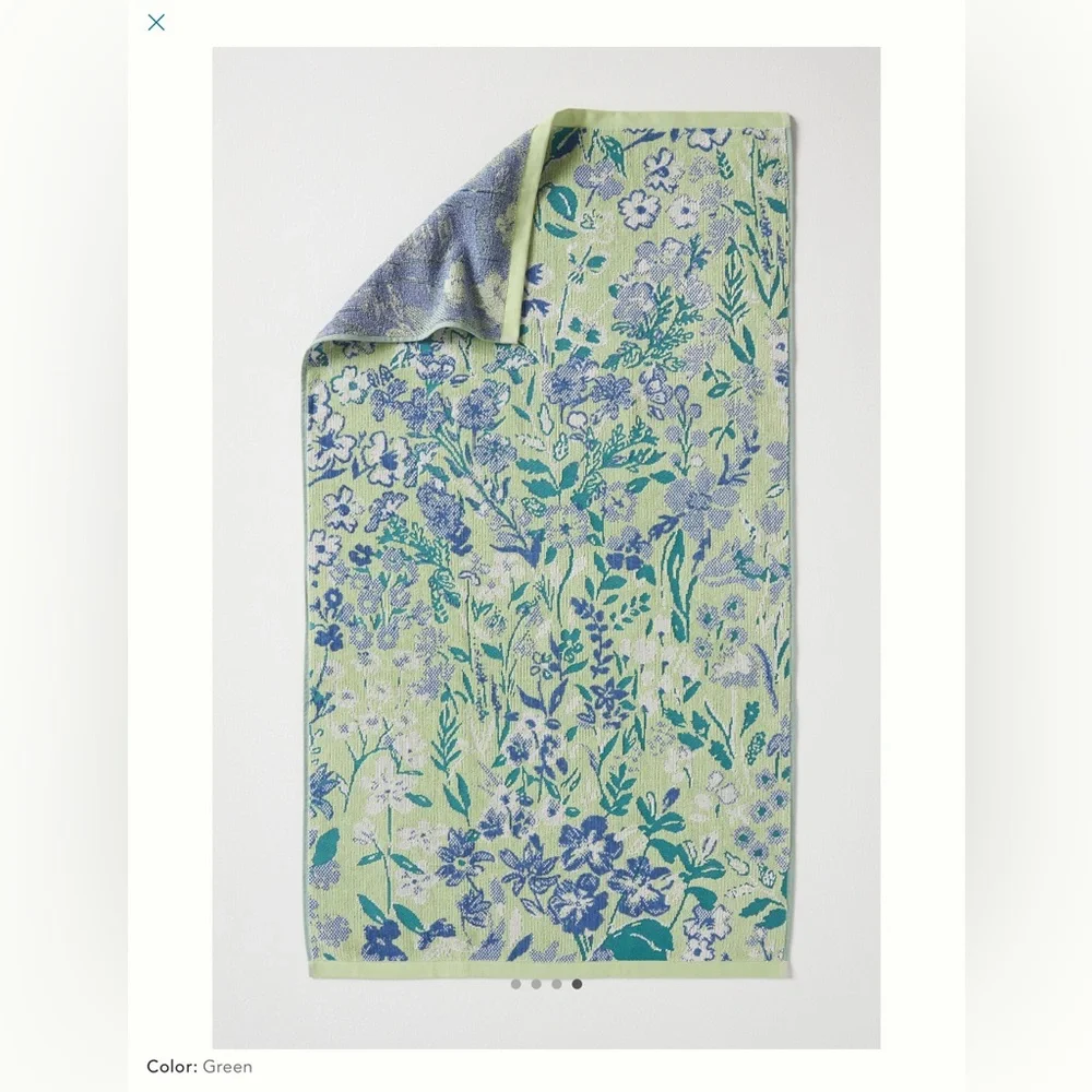 Anthro โ Lillian Cotton Floral Bath Towel in Green - Picture 3 of 10